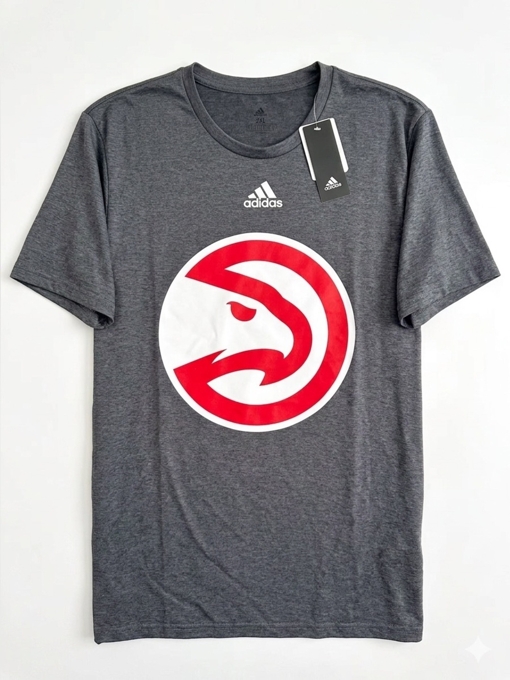 Adidas Men’s Gray Tee with Red & White Atlanta Hawks Logo Sz 2XL NWT